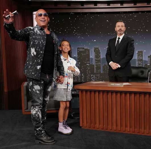 Pauline and Vin at Jimmy kimmel show