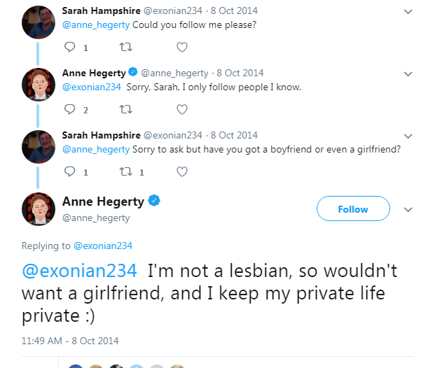 Anne Hegerty Tweet Lesbian