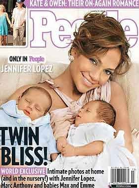 Jennifer Lopez and her twins Emme and Maximilian on the cover of People Magazine
