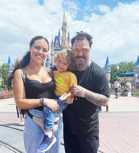 Bam with his second wife nicole boyd and child